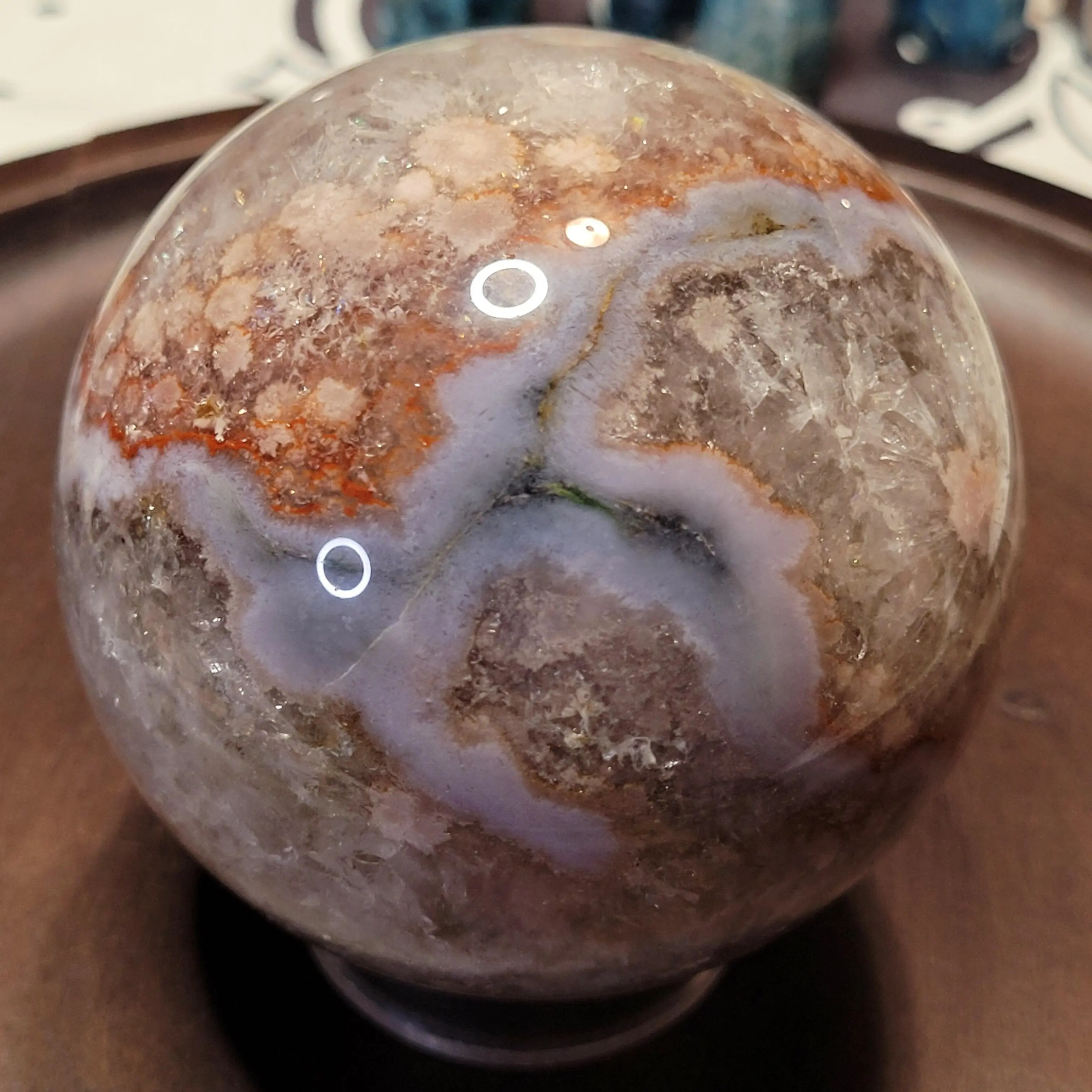 Cherry Flower Agate Spheres - XL - Stone Sphere Carving