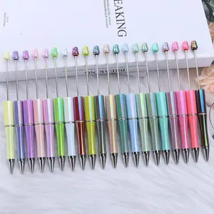 11pcs Colorful Beaded Pen Set, Creative DIY Handmade Business Gift Pens, Fashion Gradient Plastic Ballpoint Pens, Office Study Stationery