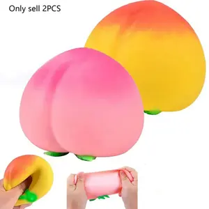 New Peach Squeezable Powder Puff, Peach Stress Relief Toy, Simulated Fruit Stress Ball, Slow-Rebound Flour Toy
