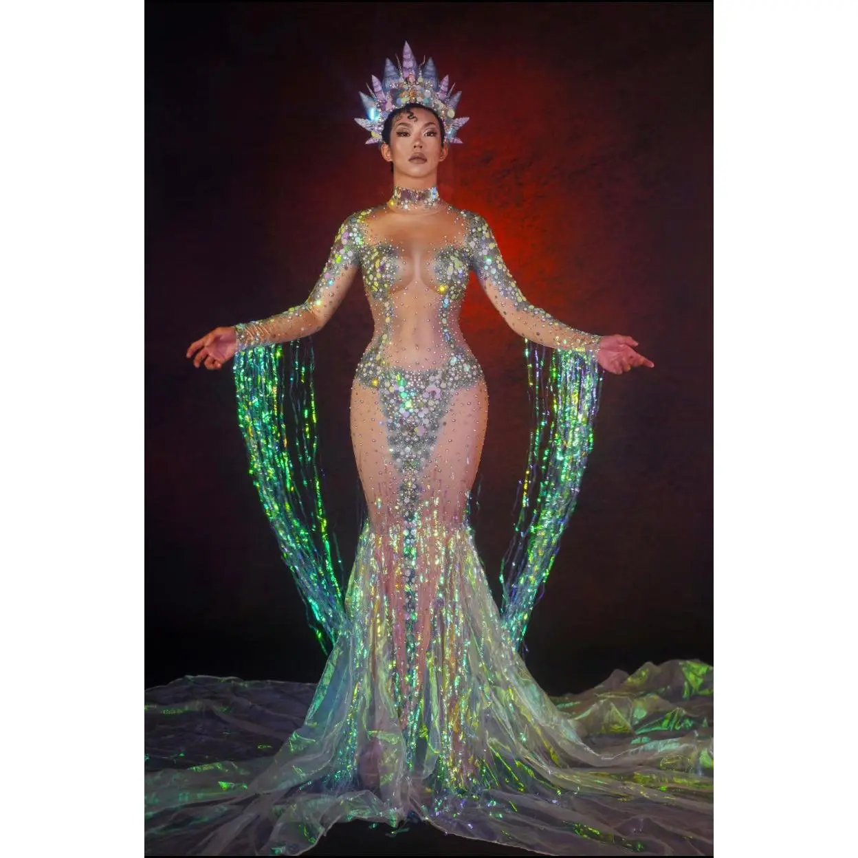 Goddess Kimico Rainbow Green crown not included Ship Same Day