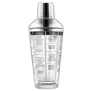 Final Touch 6058152 8.7 in. Glass & Stainless Steel Cocktail Shaker, Clear