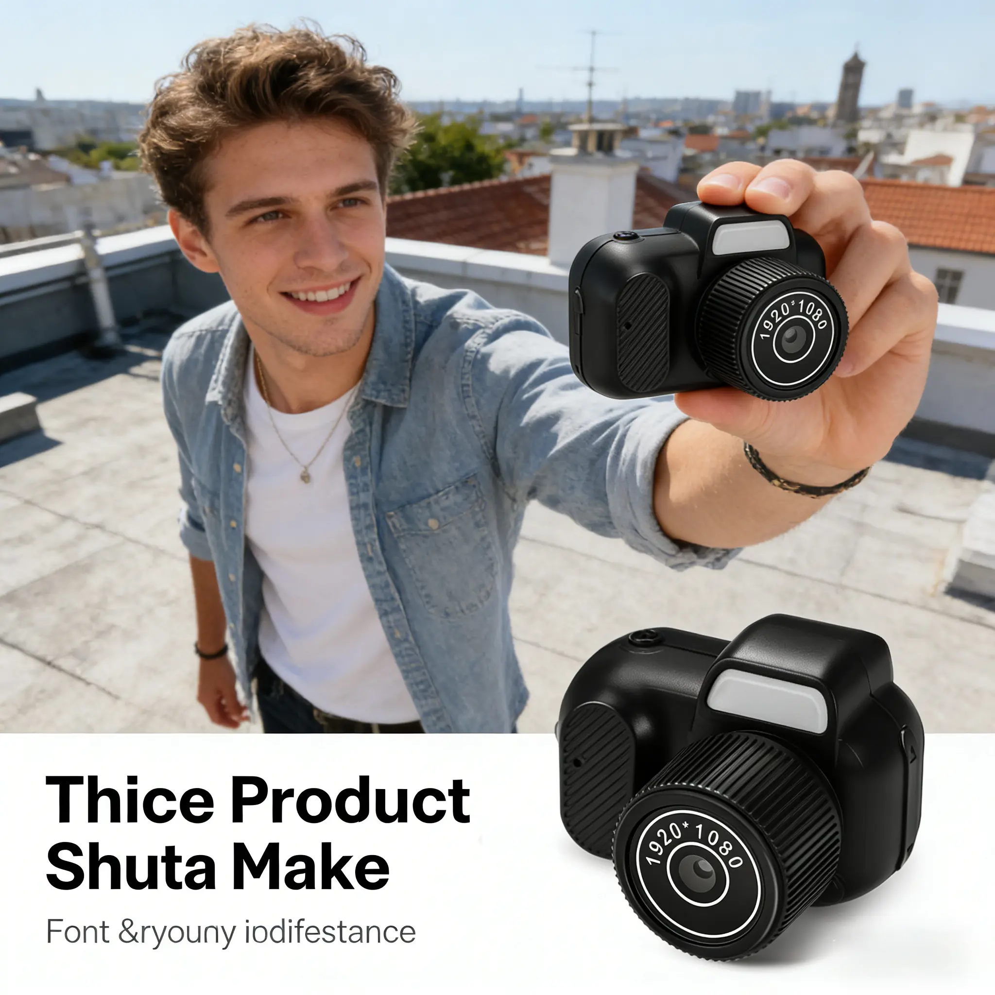Retro Style Portable 1080P Digital Camera - Mini Keychain Micro Camera with 8GB Card, 6 Filters, 0.96'' HD Video Recorder, Abs Frame, Cartoon Design, Batteries, Wrist Strap, Charging Capability for Travel, Birthday Gifting, Automatic