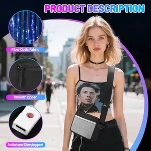 Lumisonata LED Crossbody Bag - Glowing Seven-color Fiber Optic Fabric with Three Flashing Modes & USB Charging - Versatile for Men & Women - Perfect for Nightlife & Festivals