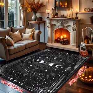 Celestial-Themed Rug Featuring Moon Phases,  This Non-Slip, Machine-Washable Carpet Is Suitable for Entryways, Living Rooms, Bedrooms, Outdoor Patios, And Garden Areas, Making It a Great Addition to Home And Room Decor