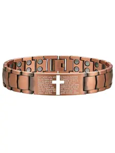 Men's magnetic cross bracelet with adjustable links, a Father's Day gift.