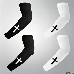 Unisex Cross-Pattern Polyester Arm Sleeves - Adjustable Fitted, Cooling Sun-Resistant Arm Guard, Elastic Comfortable Sports Accessory for Football Training, Daily Outdoor Activities