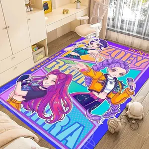 KPop Demon Hunters 47 cartoon print carpet, home living room, bedroom, office chair under carpet, holiday gift for family and friends, Christmas decoration carpet, Kawaii Rug