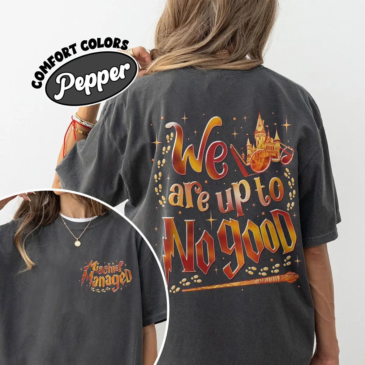 Comfort Colors Funny Bestie Wizard Shirt, We Solemnly Swear Up To No Good Shirt, Funny Matching Theme Park Tee, Unisex Garment-Dyed Tee, Classic Streetwear
