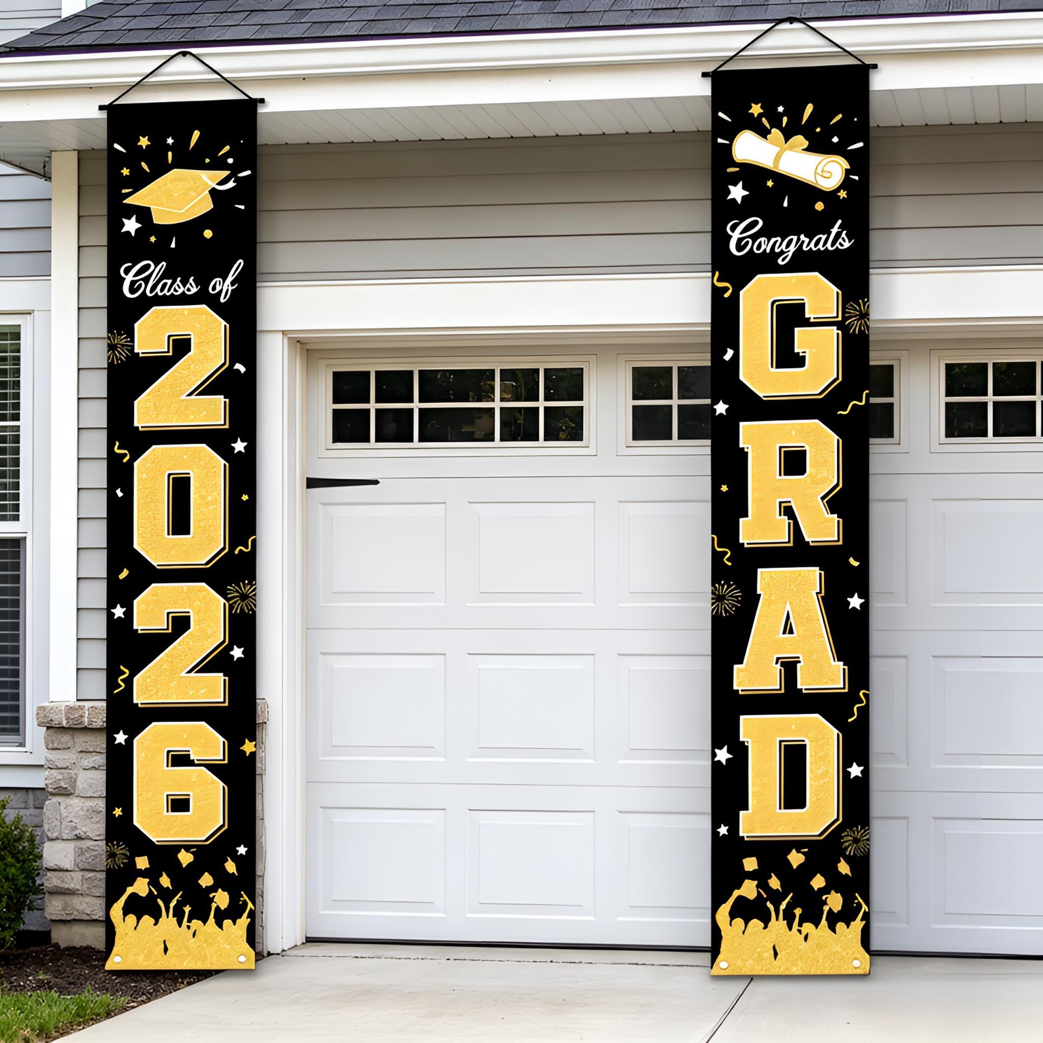 Class of 2026 Graduation Door Banner 2 Pack - Congrats Grad Decorations, Grad Party Banner Set for Home Indoor Outdoor Graduation Decor