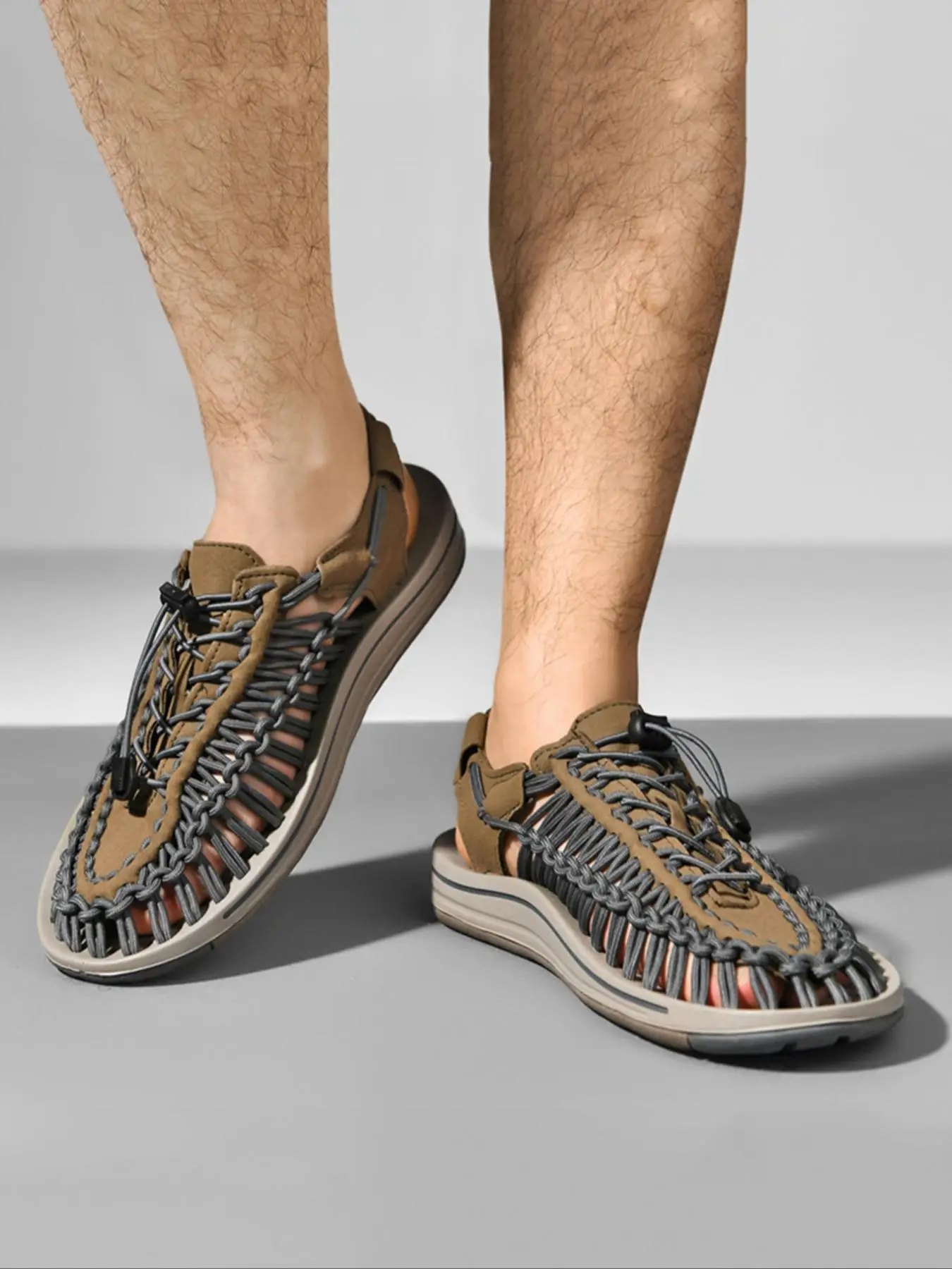 Men's Fashionable Hollow Out Design Sandals, Casual Comfortable Soft Sole Sandals for Beach Vacation Outdoor Hiking, Breathable Comfortable Shoes for