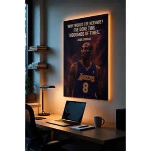 Kobe Bryant Poster Mamba Mentality Quote, Lakers #8, Basketball Motivation Wall Art NBA Sports Matte Poster Wall Art Decor Bedroom Gym Office
