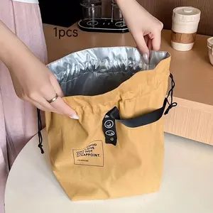 Japanese Bento Box Pouch with Drawstring Closure, Insulated Non-Food Contact Lunch Bag, Convenient Handheld Food Storage Solution