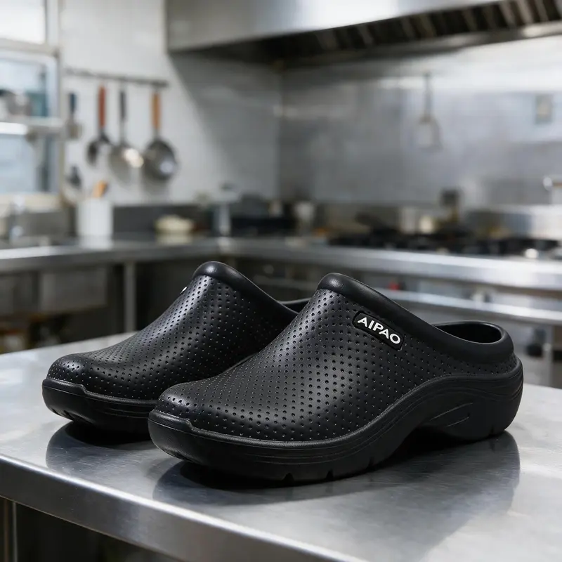 Men's Comfort Slip-On Mules Clogs Footwear - Closed-Toe Lightweight EVA Work Shoes, Breathable Airflow Design, Cushion Sole, All-Day Support, Ideal for Restaurant, Warehouse Use, Print Detail