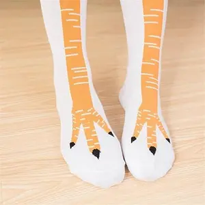 White Chicken Leg Socks - 3D Novelty Funny Knee-High Chicken Costume Feet Socks, 19.6in Animal Paw Socks for Adult Women Men Thanksgiving Xmas Gifts Birthday Party Christmas Stocking Stuffer