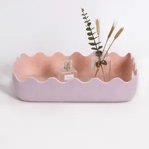 Light purple ins-style felt storage basket. It is a cute storage basket with rounded edges, an organizing basket for small items by the bedroom bedside, featuring a Nordic minimalist girly style. house organizers boyfriend basket large storage basket