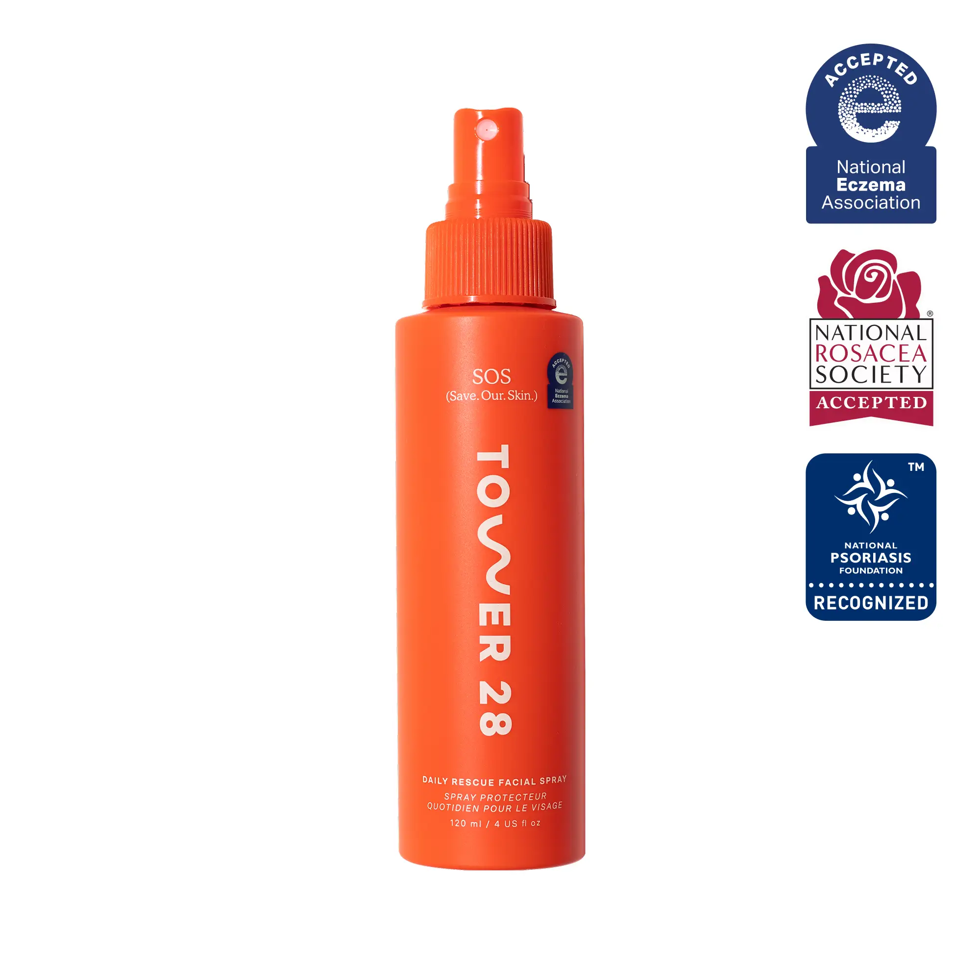 Tower 28 Beauty SOS Rescue Spray 4oz Daily Sensitive Skin Toner with Hypochlorous Acid for Redness & Irritation Relief Alcohol-Free All Ages - Intensi