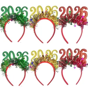 6pcs Christmas Hairband Set 2026, Glittering Star Pattern, Suitable For Christmas Party Photo Background Decoration