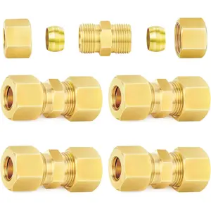 ChillWaves Brass Compression Tube Fitting, 1/2" OD x 1/2" OD Compression Union Connector(5-PACK)