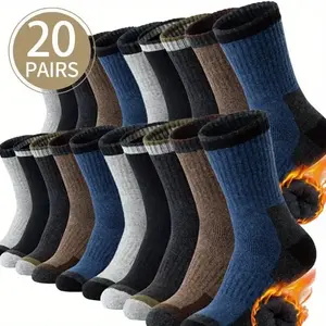 5/10/20 Pairs of Merino Wool Men's and Women's Hiking Warm Winter Round Neck Socks with Thick Padding and Moisture Wicking Socks
