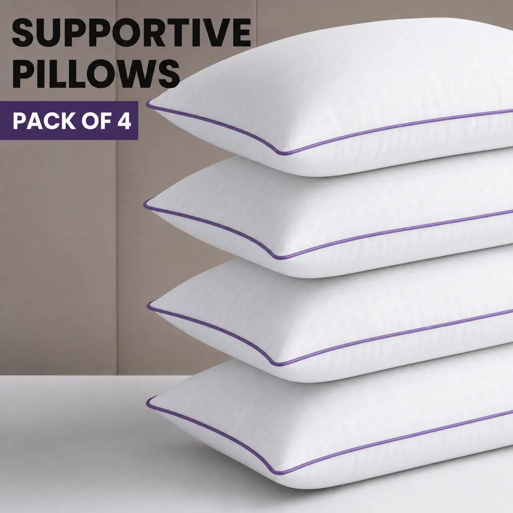 JOLLYVOGUE  Queen Size Pillows for Sleeping, Washable Supportive Bed Pillows with Super Soft Down Alternative Fill, Luxury Fluffy Hotel Quality for Side, Back, and Stomach Sleepers
