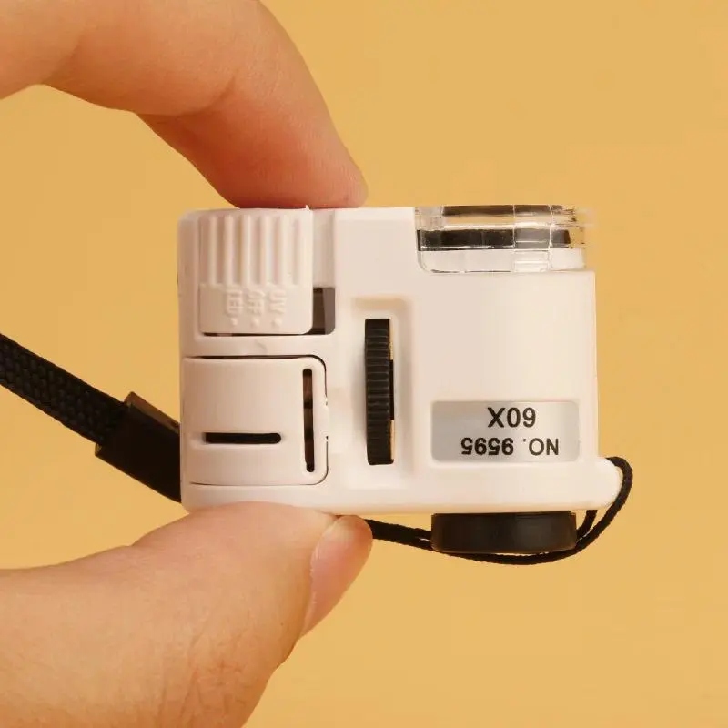 Handheld Magnifying Glass Mini Pocket Microscope Loupe Currency Detector Jeweler Magnifier With LED Light