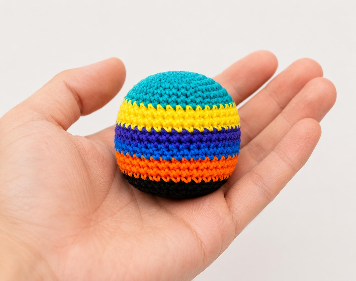 3PCS Hacky Sack Footbag Set Handmade Crochet Hacky Kick Sack Balls Knitted Kick Balls for Kids & Adults, Handmade Toss Bags for Playground, Parties & Travel (Random colors)