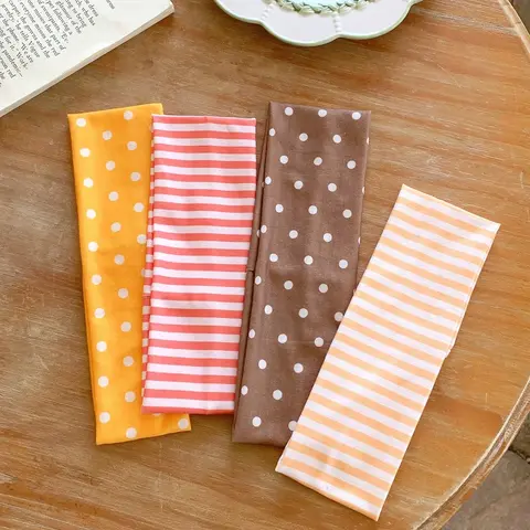 4 Pcs Cute Polka Dot Striped Hairbands for Women and Girls, Daily Casual Hairstyles Travel Essential Accessories Headband Accessory