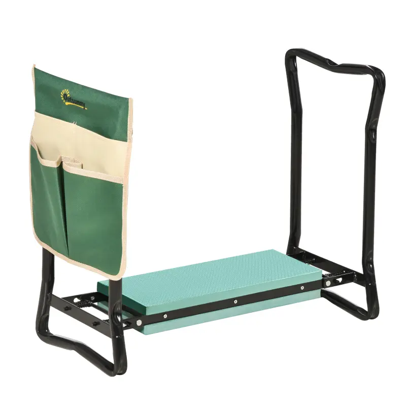 Outsunny Garden Kneeler Seat Stool Bench Kneeling Pad and 1 Large Side Tool Pouch & Easy Folding Design for Transport & Storage gardening  bench garden  kneelers garden kneeler