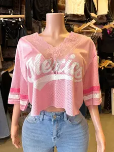 Mexico Lace Crop Jersey (Pink) Mexico Lace Crop Jersey (Pink)