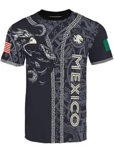 Mexican unisex football jersey and cartoon printed round neck comfortable sports shirt, perfect for matches, training, and casual wear, World Bar jersey