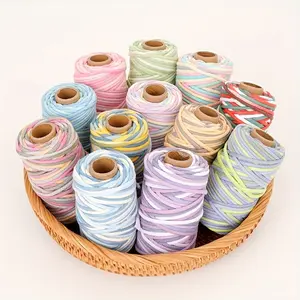 181.1 Inch Roll 3mm Multi-Color Cotton Yarn Core, Pure Cotton Dyed Cord, Ideal for DIY Handmade Knitting, Rug Hooking Keychains, Phone Straps