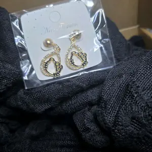 Gold & Black Hello Kitty Earrings - Elegant Design with Gold & Black Color Scheme, Perfect for Everyday Wear