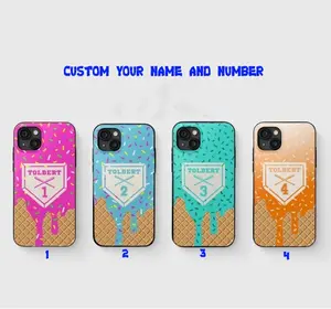 Custom Baseball Lifestyle Inspired Phone Case, Melting Ice Cream Cone Phone Case Multi Color Case Compatible iPhone X 11 12 13 14 15 16 Plus Pro Max