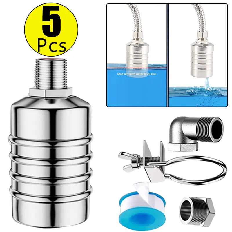 Float Valve, 1/2" to 3/4'' water level control float valve, 304 Stainless Steel Fully Automatic Watershut off valve, Automatic Water Level Controller for Tank, Pool, Livestock Troughs