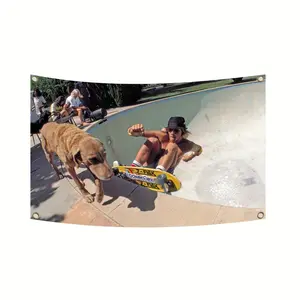 JAYE ADAMS Skateboarder Flag, 3x5ft Polyester Tapestry with Brass Grommets, Skateboarder Decor, Skateboarding Decor, Multi-Purpose Wall Hanging, No Electricity Needed, Skate Deco