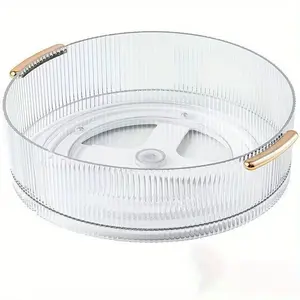 Acrylic Clear Lazy-Susan Organizer - 8.3 Inch Turntable Organizer for Cabinet, Pantry, Kitchen, Fridge, Countertop, Bathroom, Vanity