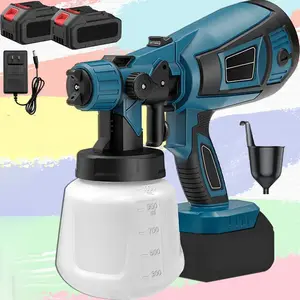 Rechargeable Paint Sprayer, 2*21V Battery Paint Sprayer, Power Paint , Battery Powered Paint Sprayer 1000ML Container, 3 Spray Patterns, For Painting Ceilings, Fences
