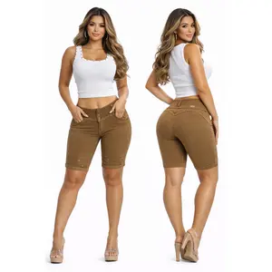 Butiklatina Women's High-Waisted Push-Up Capri Bottoms - Premium Breathable Fabric, Functional Button Design, Stylish Casual Fit for Everyday Day Wear