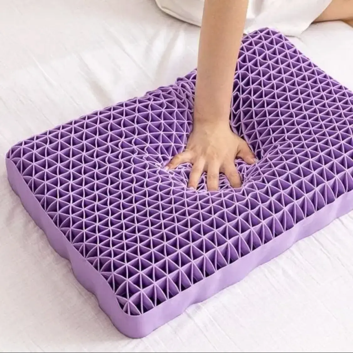 Supportive Pillow for Neck Shoulder Pain Relief 100% Elastic Grid Oversized Cool Ergonomic Pillow with Breathable Cover