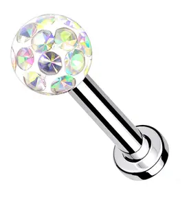 Aurora Glitterball Stainless Steel Labret