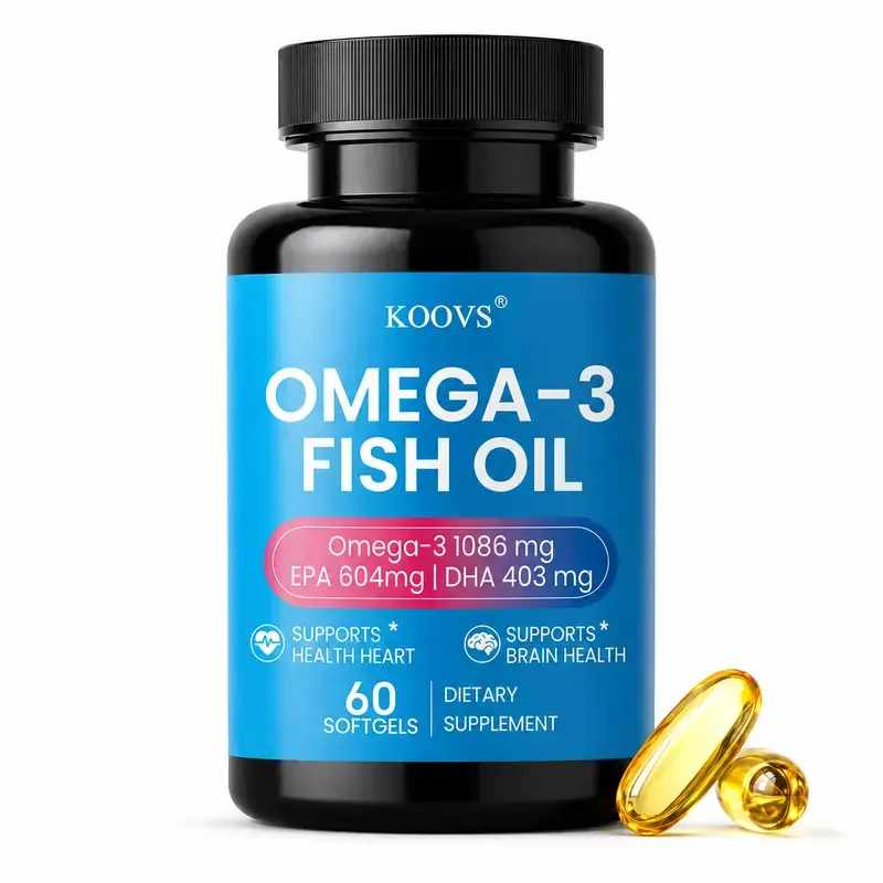 Premium Omega-3 Fish Oil Supplement – 604mg EPA + 403mg DHA per Serving, High Potency Essential Fatty Acids for Brain, Heart & Overall Wellness, Daily Omega-3 Support