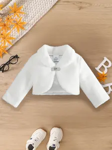 Girls' Fashion Trendy Fall Winter Warm Outerwear, Plush Vest Lapel Rhinestone Dress, Outdoor Elegant Youthful Clothing, Collared Jacket, Lapel Neckline Coat