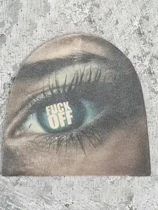 Gothic Street Style Unisex Beanie Hat, Rhinestone Design, Fitted Slim-Fit, Casual All-Season Wear, Hip-Hop Culture