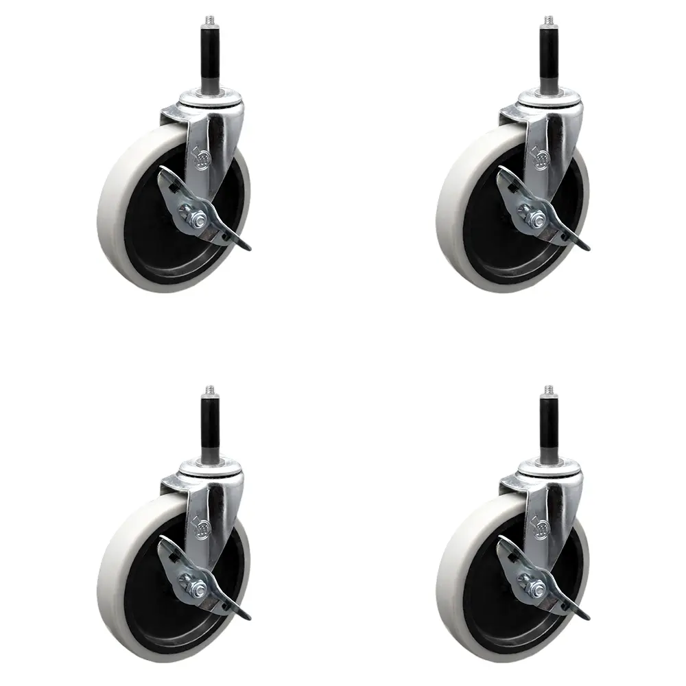 212 MAIN SCC-EX05S510-TPRS-SLB-34-4 5 in. Furniture Moving Wheels, Thermoplastic Rubber Swivel Casters with 0.75 in. Expanding Adapter Stem & Side Lock Brakes, Light Duty Set of 4, for Home/Office, Smooth Quiet Ride, 130lbs Per Caster Capacity, Furniture,
