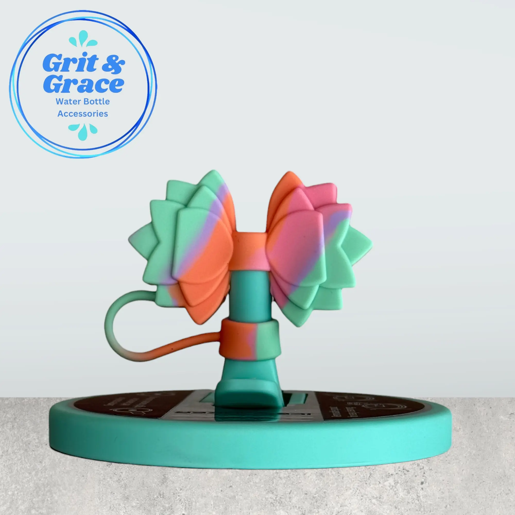 Rainbow Sherbet Straw Topper | Cute Silicone Tumbler Straw Topper for 10mm Straws - Gracie Bow Straw Topper