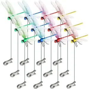 Indoor & Outdoor Fake Dragonfly Rod Clip, Dragonfly Clip Bug Repellent, 3D Artificial Dragonfly Hat Clips, Simulated Patio Decor Gardening, Multicolor Waterproof, Easy Attachment，Your Magic Gadget to Repel Mosquitoes While Fishing