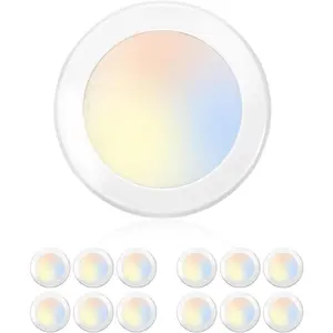 5/6 Inch Selectable CCT LED Disk Light Flush Mount, 3000K/4000K/5000K Adjustable, Dimmable Recessed  Ceiling Light, CRI90, 1050lm, 15W, Installs Into Junction Box or Recessed Can, 12 Pack