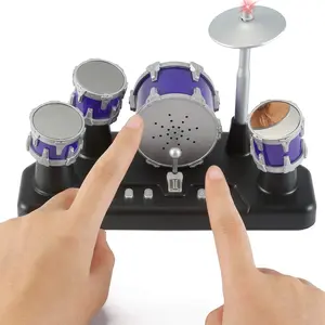Finger Drum Set Electronic Mini Desktop Small Novelty Toy Desk Instrument Game with Sounds and Lights for Kids Adults