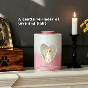 Custom Dog Urn for Ashes – Personalized Dog Urn with Portrait, Name & Date | Handmade Ceramic Dog Memorial Urn, Dog Ashes Keepsake