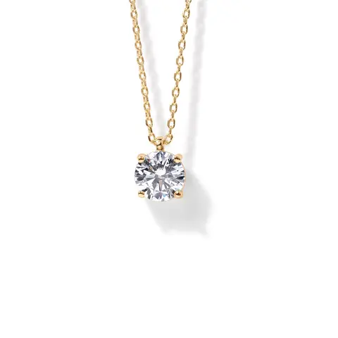 PAVOI 14K Gold Plated Cubic Zirconia Pendant Necklace for Women - Elegant Simulated Diamond Necklace with Adjustable Slider Chain - Gold Jewelry Gifts